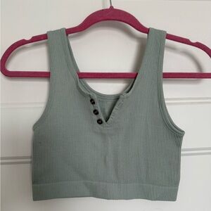 Dry Goods Light Green Ribbed Crop Top
